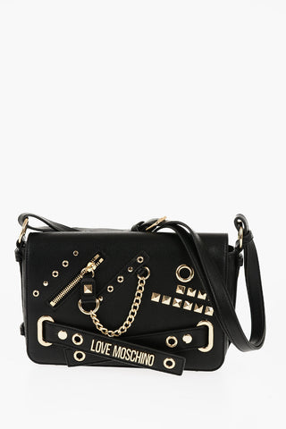 Moschino LOVE Faux Leather STARRY NIGHT Shoulder Bag with Studs and G