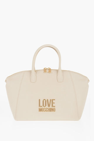 Moschino LOVE Faux Leather Tote Bag with Golden Logo