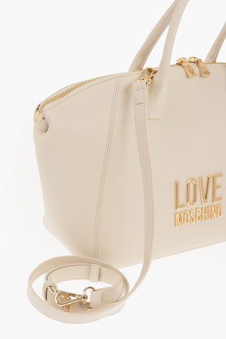 Moschino LOVE Faux Leather Tote Bag with Golden Logo