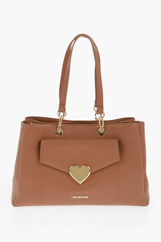 Moschino LOVE Faux Leather Tote Bag with Golden Logo