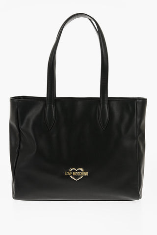 Moschino LOVE Faux Leather Tote Bag with Heart Shaped Pouch