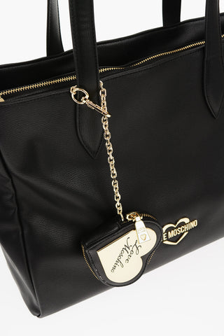 Moschino LOVE Faux Leather Tote Bag with Heart Shaped Pouch