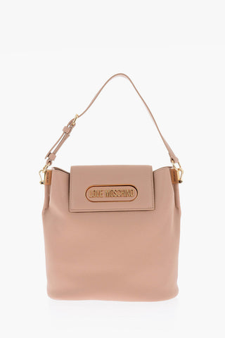 Moschino LOVE golden logo faux leather shoulder bag