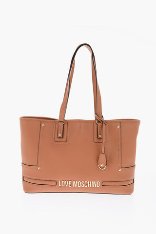 Moschino LOVE golden logo faux leather tote bag