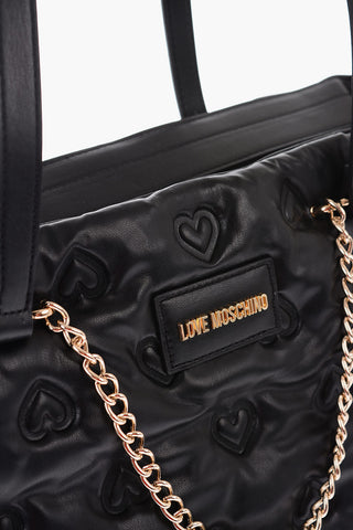 Moschino LOVE hearts embossed faux leather shoulder bag