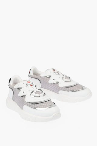 Moschino LOVE Leather and Fabric Sneakers RUNNING35 with Logoed Heart