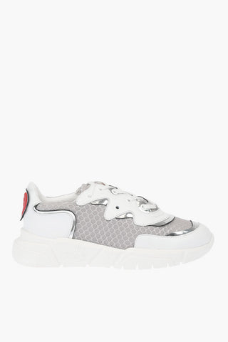 Moschino LOVE Leather and Fabric Sneakers RUNNING35 with Logoed Heart