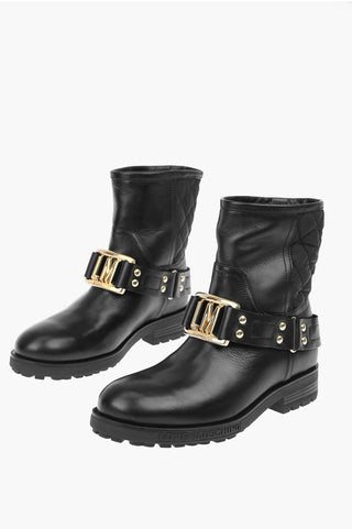 Moschino LOVE leather ankle boots with quilted details