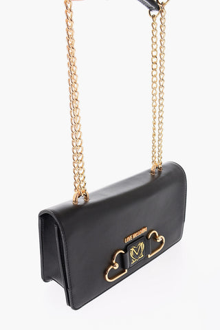 Moschino LOVE Leather Bag with Double Gold Heart Decoration