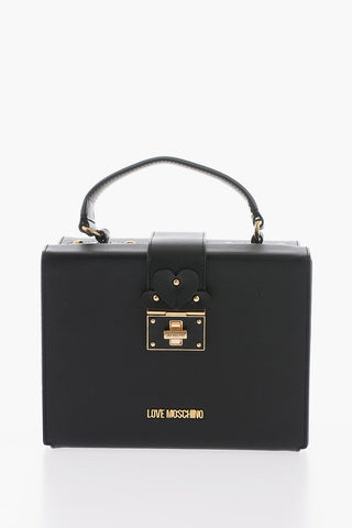 Moschino LOVE Leather Briefcase Bag with Turn Lock Closure