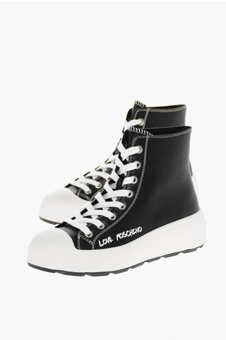 Moschino LOVE Leather High-Top Sneakers with Platform 4.5cm