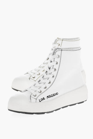 Moschino LOVE Leather RACE50 High-Top Sneakers with Printed Logo