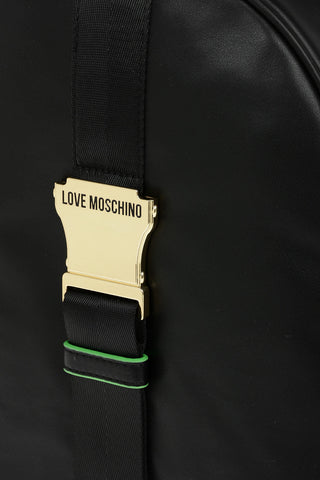 Moschino LOVE Logoed Shoulder Strap Faux Leather SAFETY Backpack