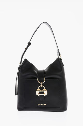 Moschino LOVE Maxi Front Pocket Faux Leather Shoulder Bag