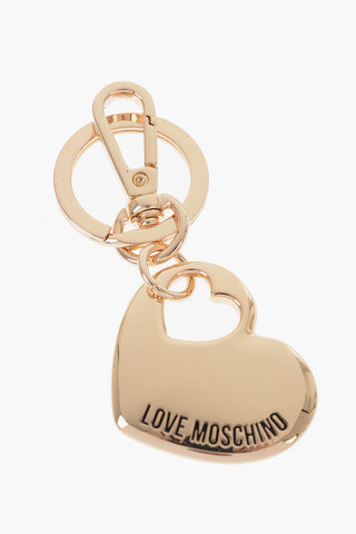 Moschino LOVE Metal Keyring with Heart-Shaped Pendant