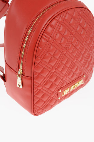 Moschino LOVE Quilted Faux Leather Backpack with Golden Logo