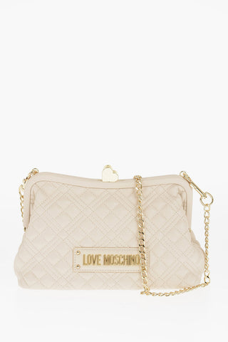 Moschino LOVE Quilted Faux Leather Bag with Golden Chain and Heart De