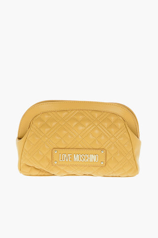 Moschino LOVE quilted faux leather clutch with removable shoulder str