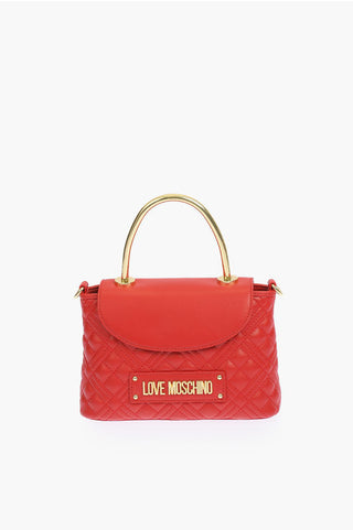 Moschino LOVE quilted faux leather mini top handle bag with removable