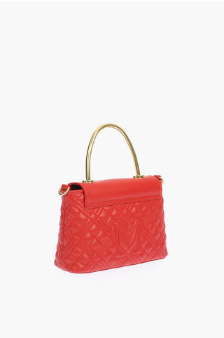 Moschino LOVE quilted faux leather mini top handle bag with removable