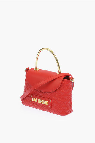 Moschino LOVE quilted faux leather mini top handle bag with removable