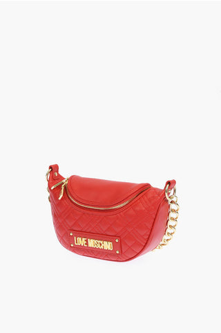 Moschino LOVE quilted faux leather shoulder bag with golden chain