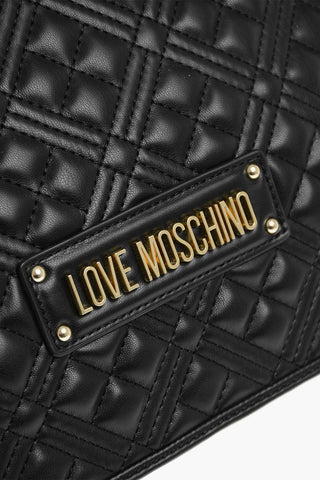 Moschino LOVE Quilted Faux Leather Shoulder Bag with Golden Details