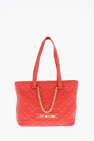 Moschino LOVE Quilted Faux Leather Tote Bag