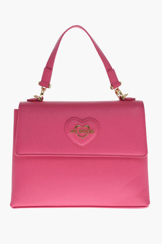 Moschino LOVE Saffiano Faux Leather Hande Bag with Removable Shoulder