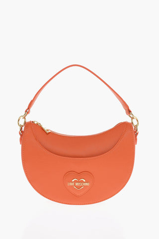 Moschino LOVE Saffiano Faux Leather hobo Bag with Embossed Heart