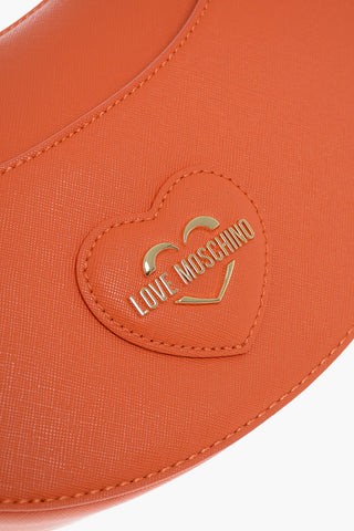 Moschino LOVE Saffiano Faux Leather hobo Bag with Embossed Heart