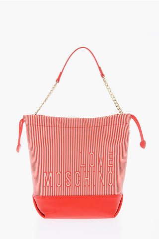 Moschino LOVE striped faux leather bucket bag