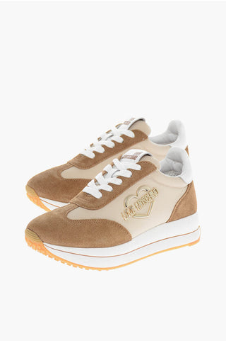 Moschino LOVE Suede Low Sneakers with Golden Logo