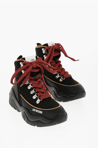 Moschino LOVE Suede ROLLER Hiking Boots with Contrast Details