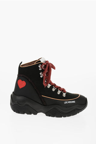 Moschino LOVE Suede ROLLER Hiking Boots with Contrast Details