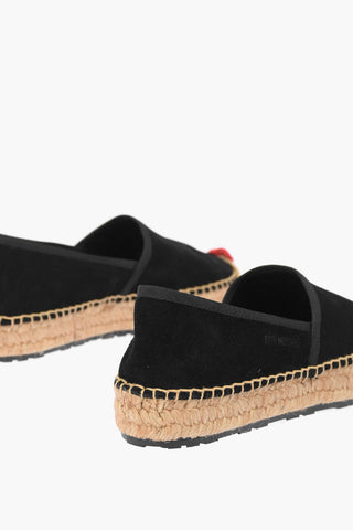 Moschino LOVE Suede Split Leather Platform Espadrilles with Heart Emd