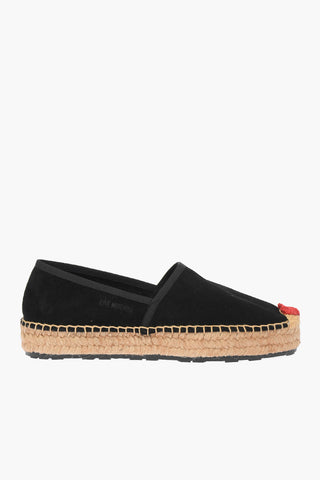 Moschino LOVE Suede Split Leather Platform Espadrilles with Heart Emd