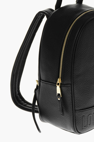 Moschino LOVE Textured Faux Leather Backpack with Embossed Logo