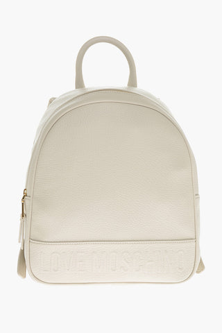 Moschino LOVE Textured Faux Leather Backpack with Embossed Logo