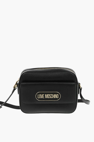 Moschino LOVE Textured Faux Leather Camera Bag with Front Pocket