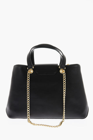 Moschino LOVE Textured Faux Leather LUCILLE Tote Bag with Double Comp