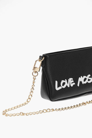 Moschino LOVE Textured Leather Shoulder Bag with Graffiti-Print