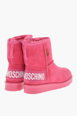 Moschino LOVE Velour WINTER30 Ankle Boots with Printed Logo