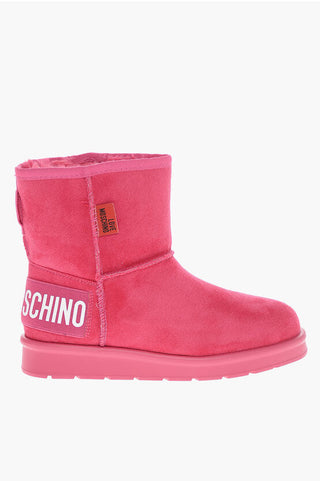 Moschino LOVE Velour WINTER30 Ankle Boots with Printed Logo