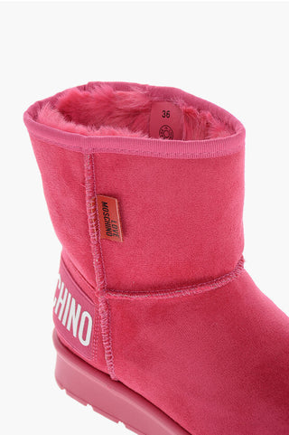 Moschino LOVE Velour WINTER30 Ankle Boots with Printed Logo