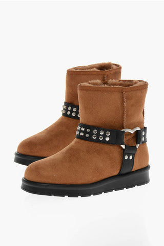 Moschino LOVE Velour WINTER30 Ankle Boots with Studs