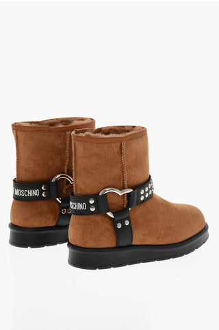 Moschino LOVE Velour WINTER30 Ankle Boots with Studs