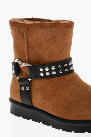 Moschino LOVE Velour WINTER30 Ankle Boots with Studs