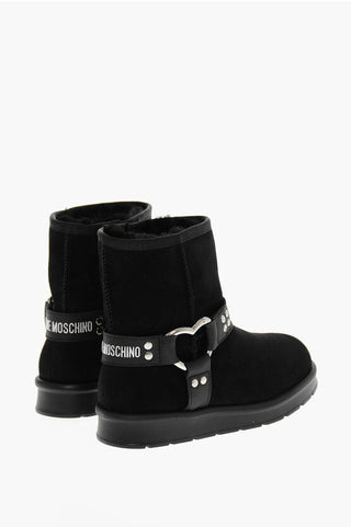 Moschino LOVE Velour WINTER30 Ankle Boots with Studs