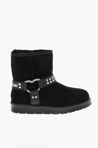 Moschino LOVE Velour WINTER30 Ankle Boots with Studs